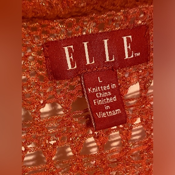 ELLE Open Knit V-Neck Sweater, L - Picture 2 of 4